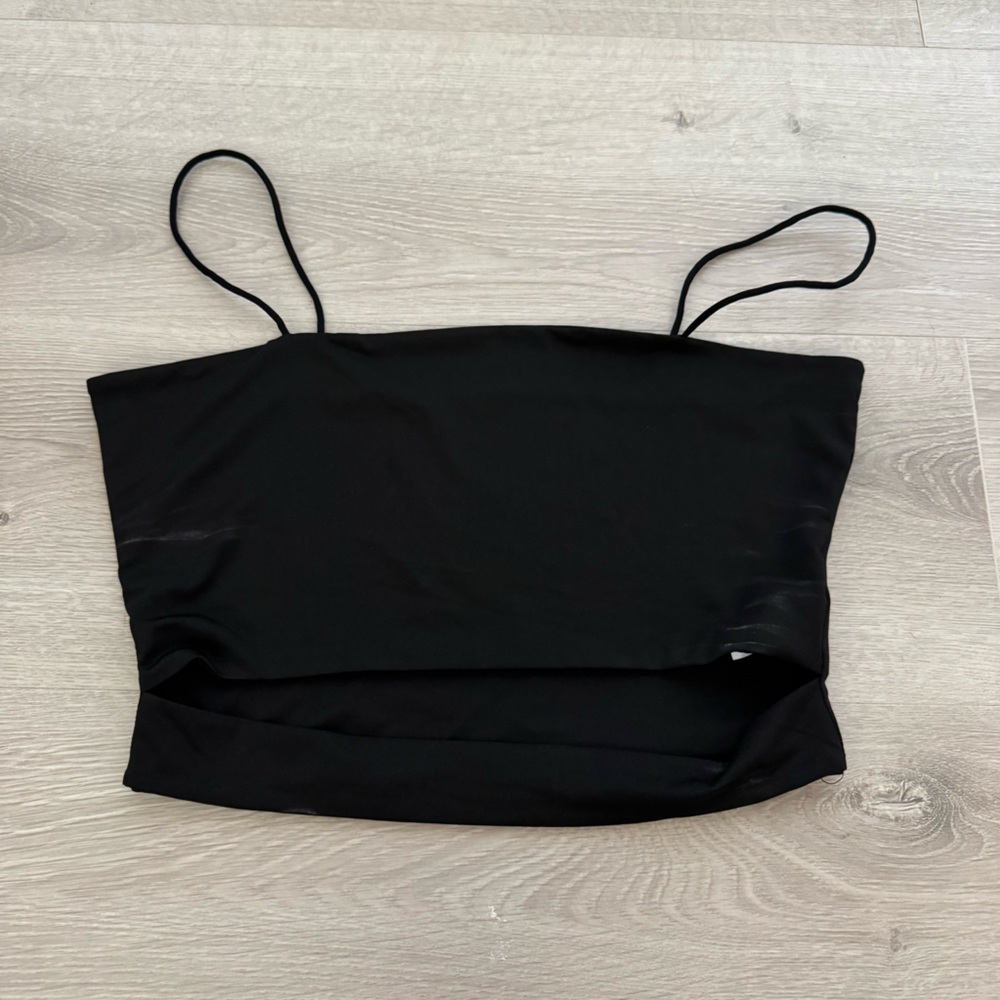 black short crop top going out top